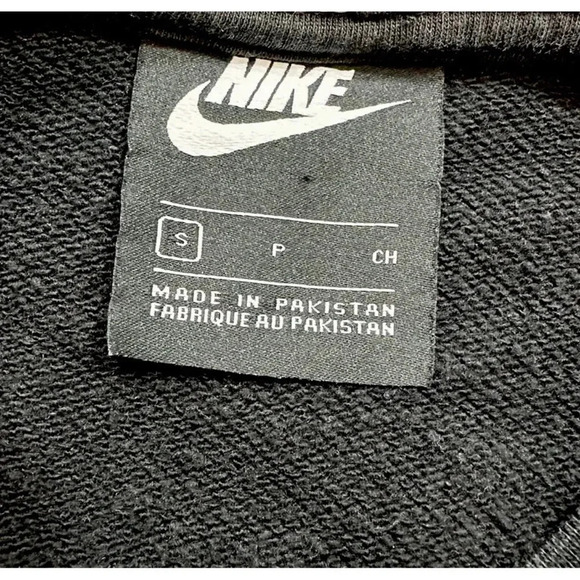 Nike Black Cropped Crop Pullover Crew Neck Dolman Sweatshirt waist String sz S - Picture 6 of 7